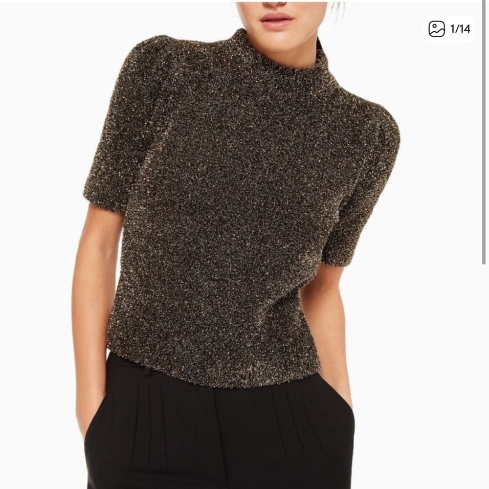 Kate Spade Black and Metallic short sleeve sweater